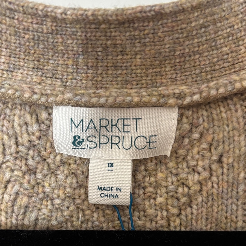 Market & Spruce Cable Knit Cardigan in Tan - Picture 2 of 6